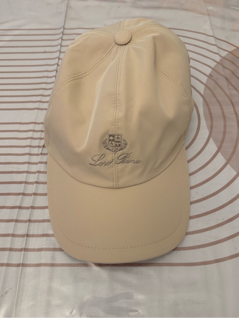 Loro Piana Cream Leather Baseball Cap with Embroidered Logo - Men